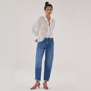 Pilcro and the Letterpress Blue Denim Jeans the breaker relaxed barrel 25